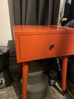 Orange MCM style end tables / nightstands