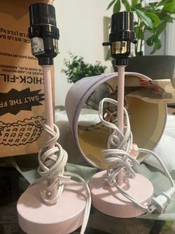 Purple lampshades and light pink  lamps