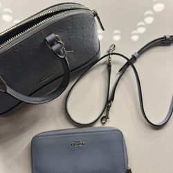 Coach Powder Blue Leather Bag and Wallet