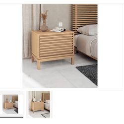 New Modern Japandi Style Oak Nightstand, 2 Drawer Wooden Nightstand, New Modern Natural Oak Nightstand