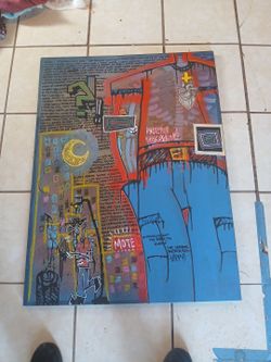 HUGE  "The Outsiders" 40"x30" Painting Basquiat Street Art Style