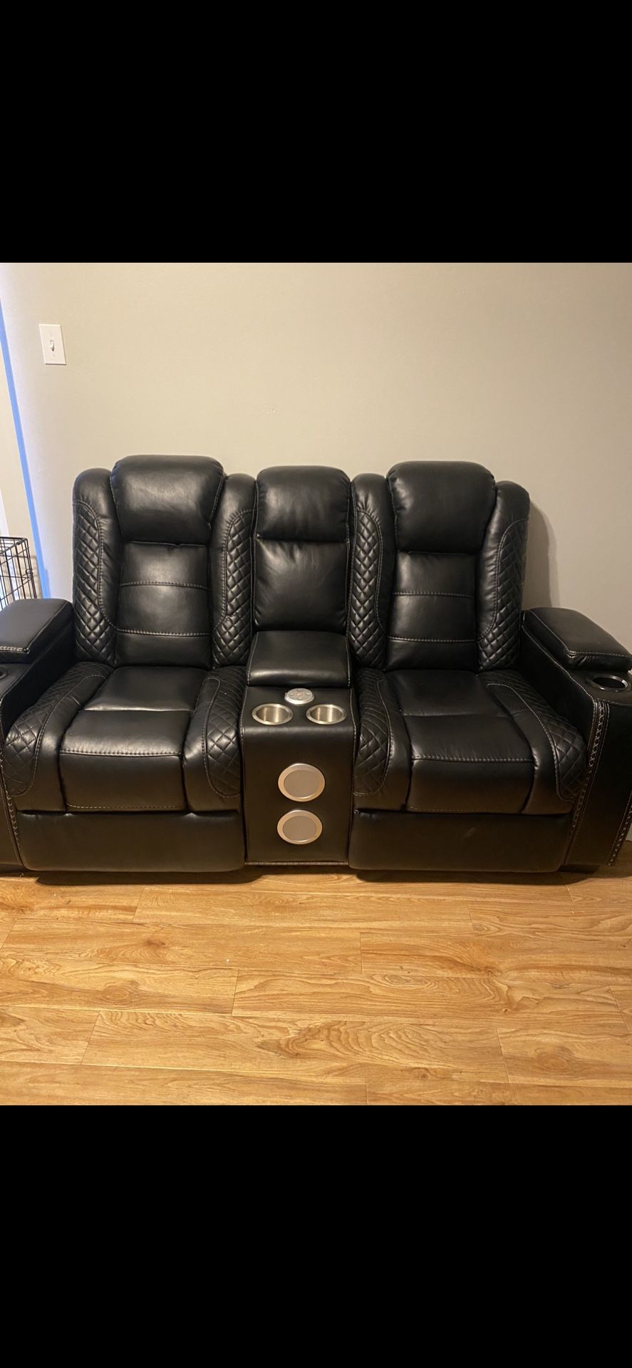 Black Leather Reclining Sofa And LoveSeat