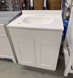 Dover 24 in True White Single Sink Bathroom Vanity with White Cultured Marble Top