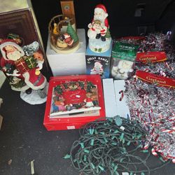 Christmas Xmas Holiday Lot Lights Decoration Musical Statues Figurines Garland Santa Claus