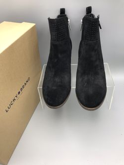 Lucky Brand Black Suede Leather Side zipper boots 9.5