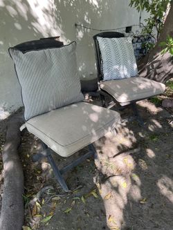 Two Outdoor Wood Folding Chairs
