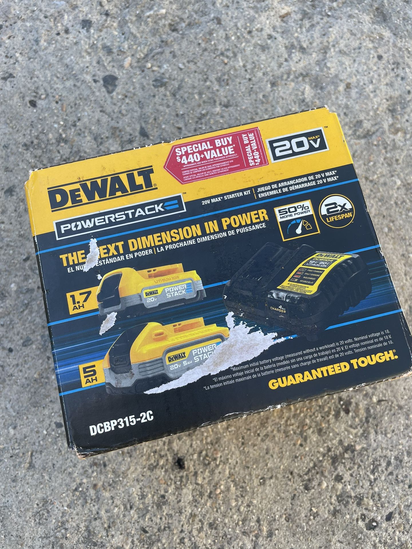 DeWalt Powerstack Power Stack 20-Volt Lithium-Ion 5.0 Ah & 1.7 Ah Batteries & Charger $189 New