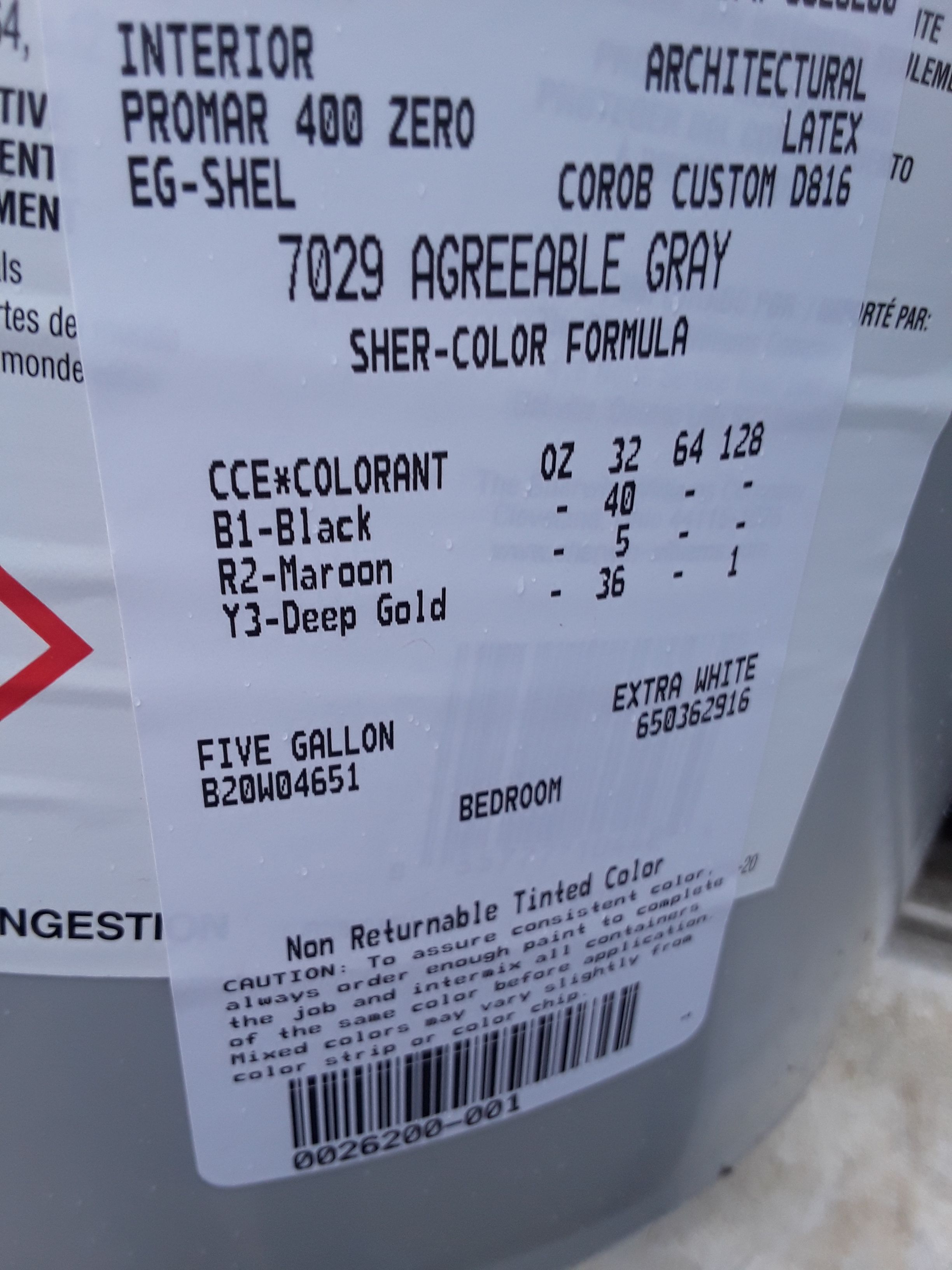 Eggshell Promar 400 Interior Agreeable Gray 5 gallons of Sherwin Williams Paint for Sale