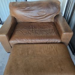 Leather Sofa  and Ottoman