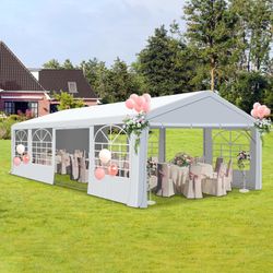  20'X40' Party Tent Outdoor Patio Event Shelter Canopy with 12 Removable Sidewalls, White and Blue $500  Warehouse Clearance Sale   🔥First Come, Firs