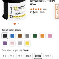 #12 Black Wire Copper 