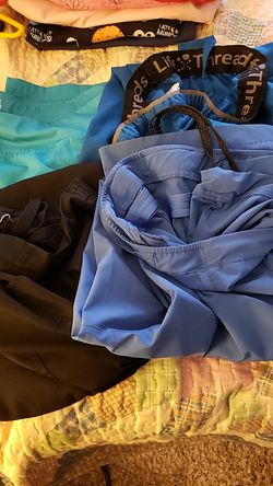 scrub bottoms XL. but could be 2 X. 5.00 each