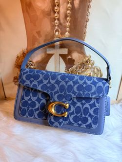C -Tabby Shoulder Bag in Denim& Navy Blue  Signature