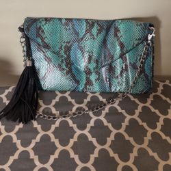 Teal/Blue Snakeskin Clutch Purse