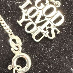 Tiffany & Co. Vintage GOD LOVES YOU Silver Pendant & Chain Beautiful!!