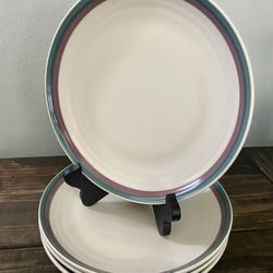 Pfaltzgraff Juniper Stoneware 10 Inch Dinner Plates ~ Set Of 4 vintage