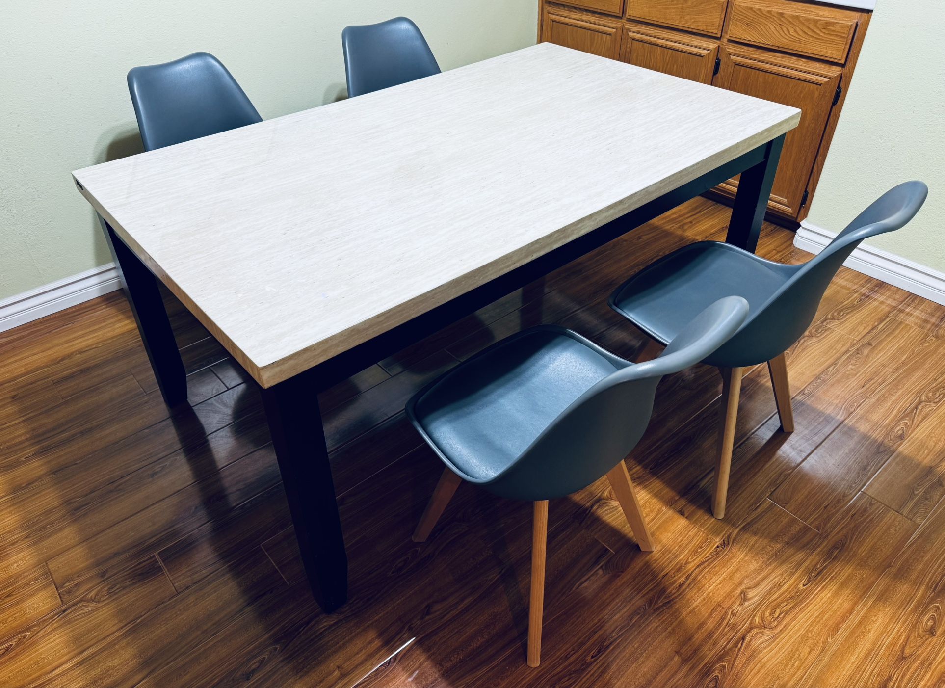 Marble Wood Dining table With Four Chairs