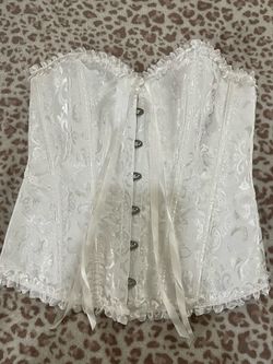 White Floral Corset Top Ruffle Trim Lace Up