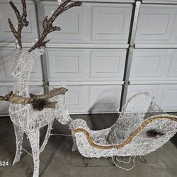 Reindeer with Sleigh Xmas Decorations