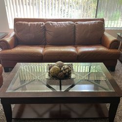Leather Sofa & Chair