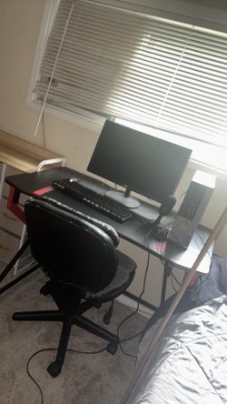 Gaming desk and chair with computer system