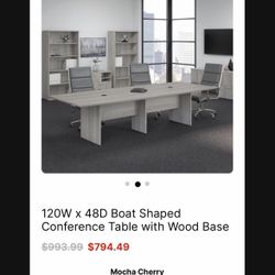 120W × 48D Conference Table with Wood Base