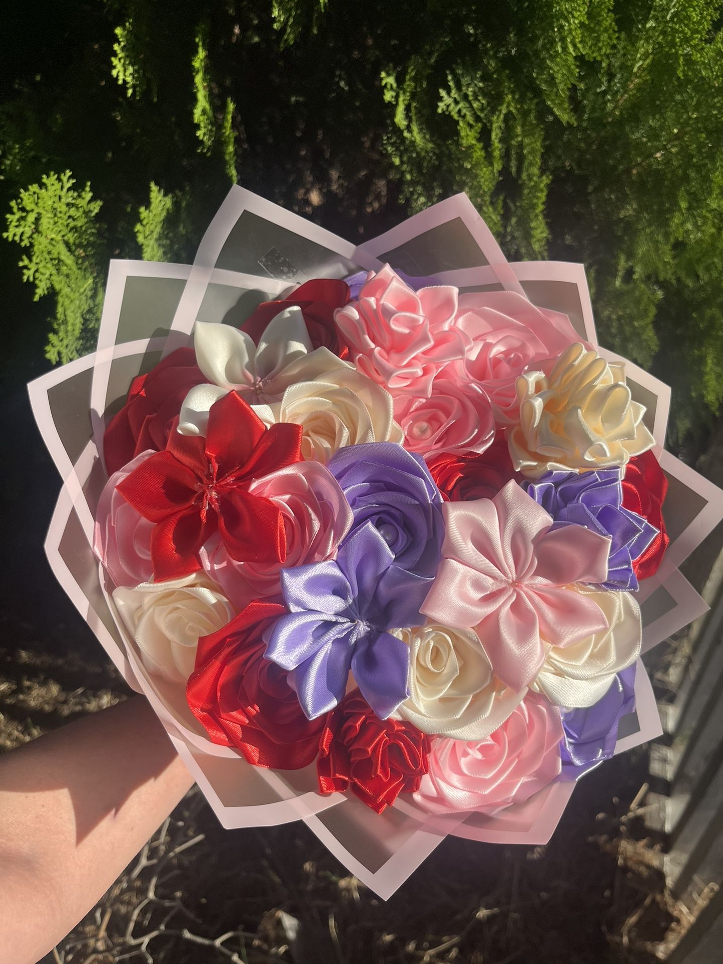 Eternal Rose, Dahlia, And Plumeria Bouquet