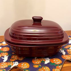 Pampered Chef Cranberry Deep Dish 3.1 Qt Stoneware Covered Deep Dutch Oven
