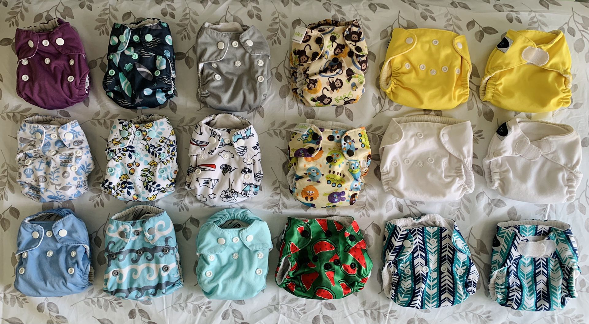 18 Newborn AIO Cloth Diapers