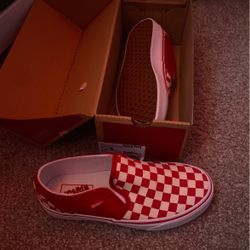 Checkerboard Tango Red Vans Size 8