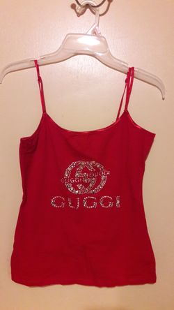 GUGGI red spaghetti string blouse $8