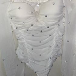 Bodysuit With Pearl Accents