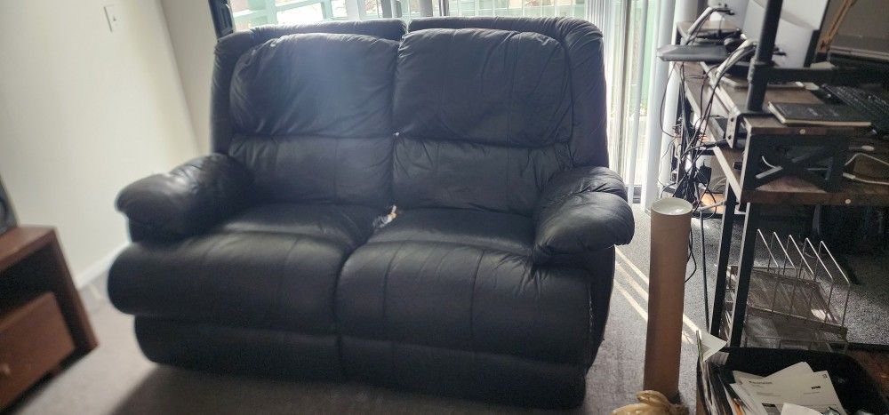 Brown / Black Recliner Sofa