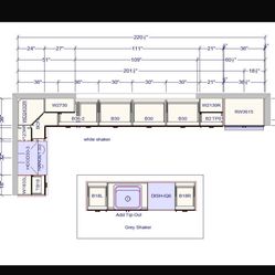 NEW Kitchen Cabinets Package – White Shaker + Gray Island – New in Boxes 