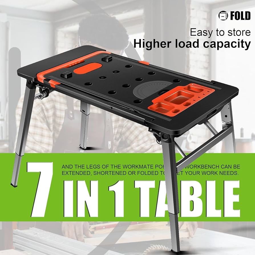 Workbench,7-in-1 Work Benches for Garage,45”Folding Work Table,Used as ...