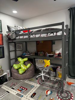Kids loft bed with desk