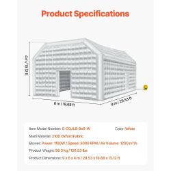 VEVOR Inflatable Nightclub, 29.5 x 19.7 x 13.1 Ft, Blow up Party Tent with 1100W Blower, Large Inflatable Night Club Tent for Adults, Easy Setup Infla