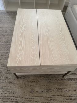 Light Wood & Bronze Coffee Table