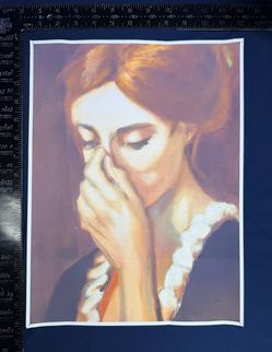 Funny Classical Portrait Canvas Print women Holding Nose Wall Art