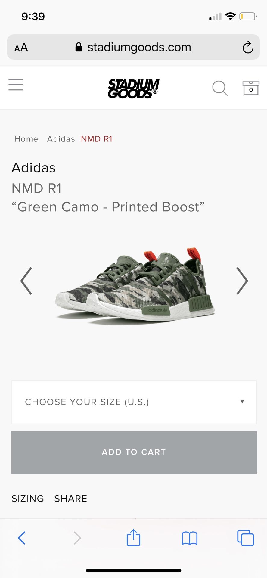 Adidas Men’s 8 Green Camo Printed Boosts