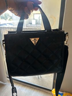 Guess Black Quilted Handbag with Crossbody Strap