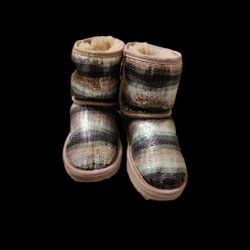  UGG RARE Youth Girls Classic Pink Sequin Rainbowbig Kids Size 12  