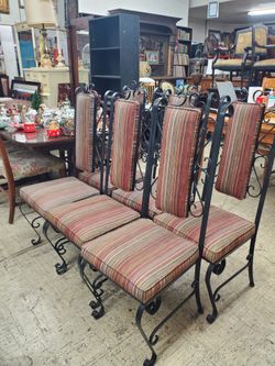 Mid Century Wrought Iron Chairs 6 Available