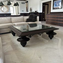 Ebonized Coffee Table With Glass Top