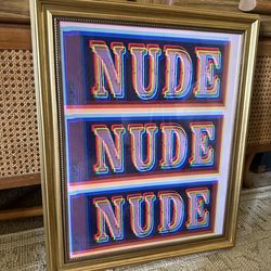 Neon Sign Wall Art Framed 16x20 | Retro Typography Print | Gold Frame Ready to Hang | Limited Edition Pop Art | Maximalist Home Decor | Colorful Neon 