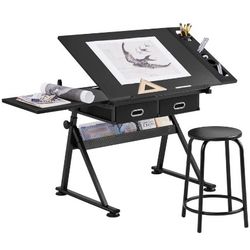 Drafting Table & Stool Set with Adjustable
