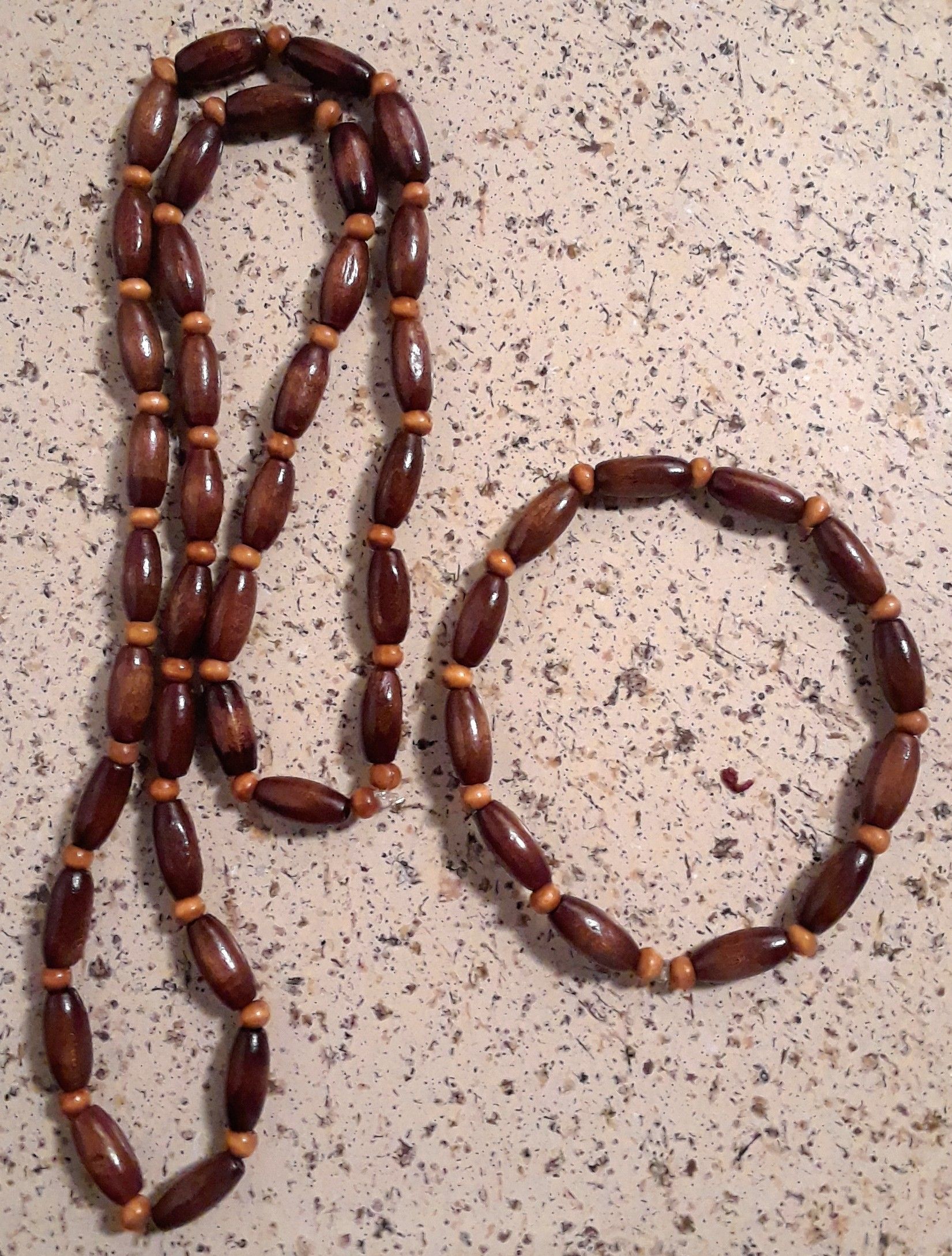 Nice African Wood Bead Necklace and Bracelet Set