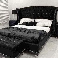 black diamond look queen bed / high headboard
