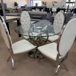 54” Round Table And 4 Chairs 