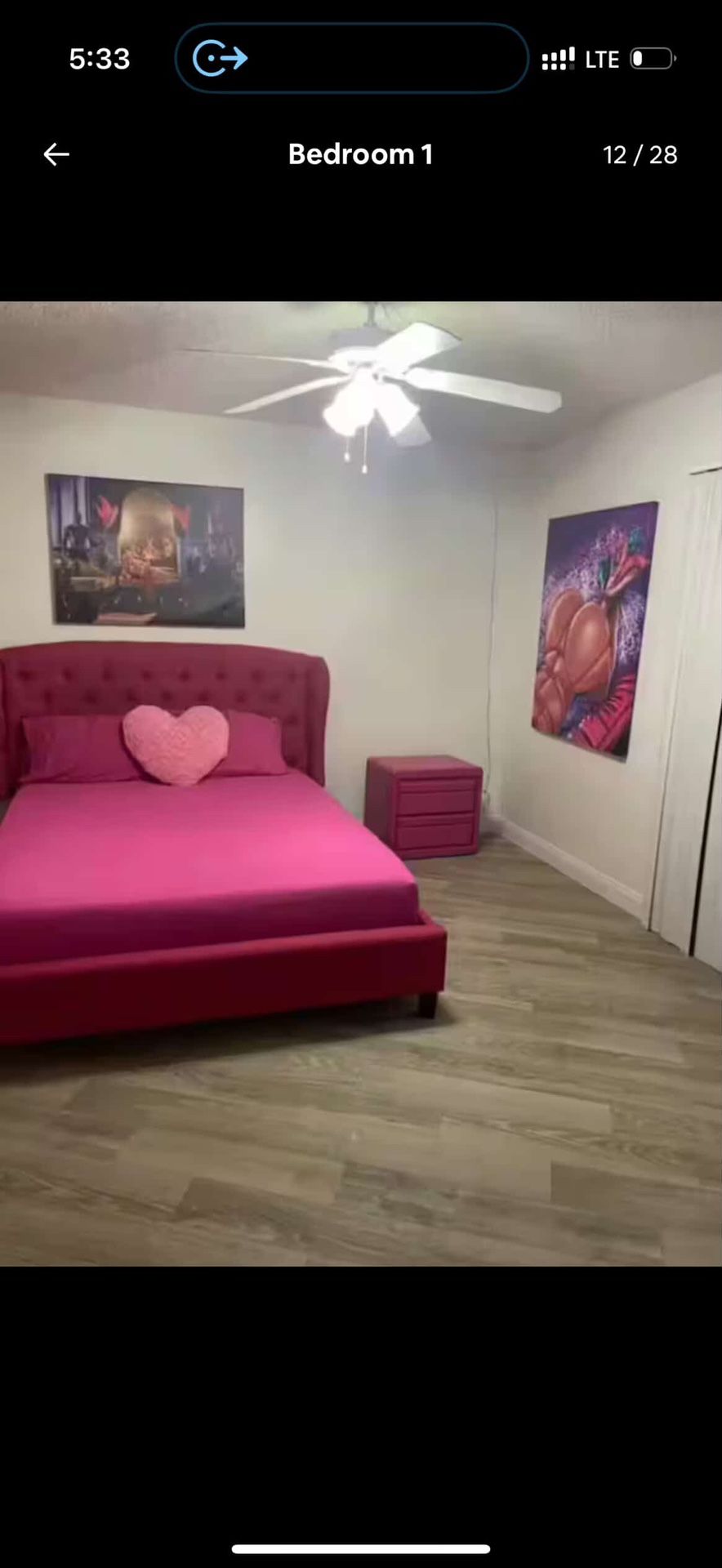 Pink Bed Headboard , Frame & Mattress